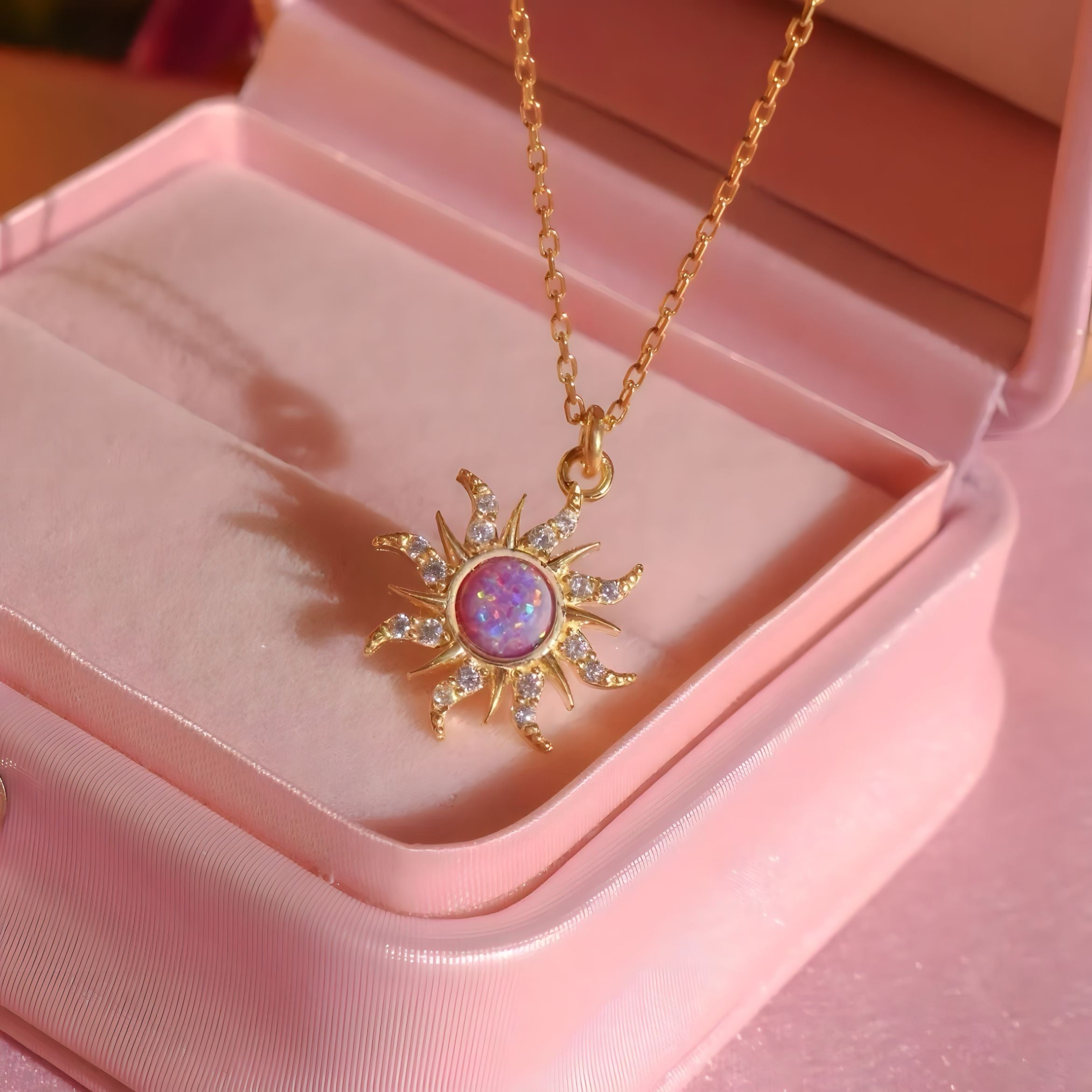 Rapunzel Opal Sun Necklace. Gleaming in Sunburts